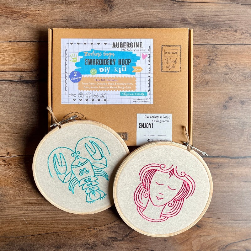 CANCER DUO HOOP EMBROIDERY DIY KIT